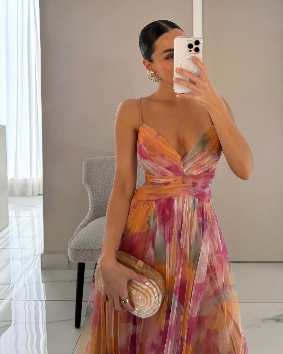 Ruby - Elegant Maxi-Dress with Watercolor Print