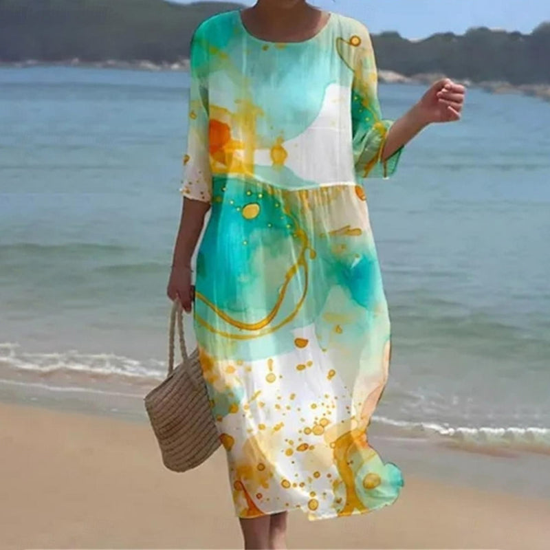 Miranda - Chic Floral Dress with Elegant Belly Coverage