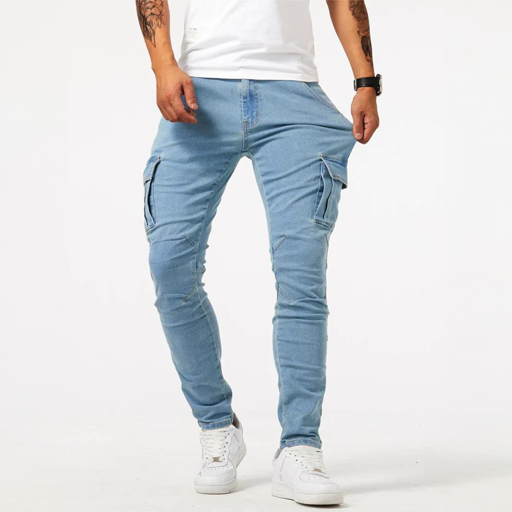 Stylish Urban Cargo Jeans in Trendy Denim