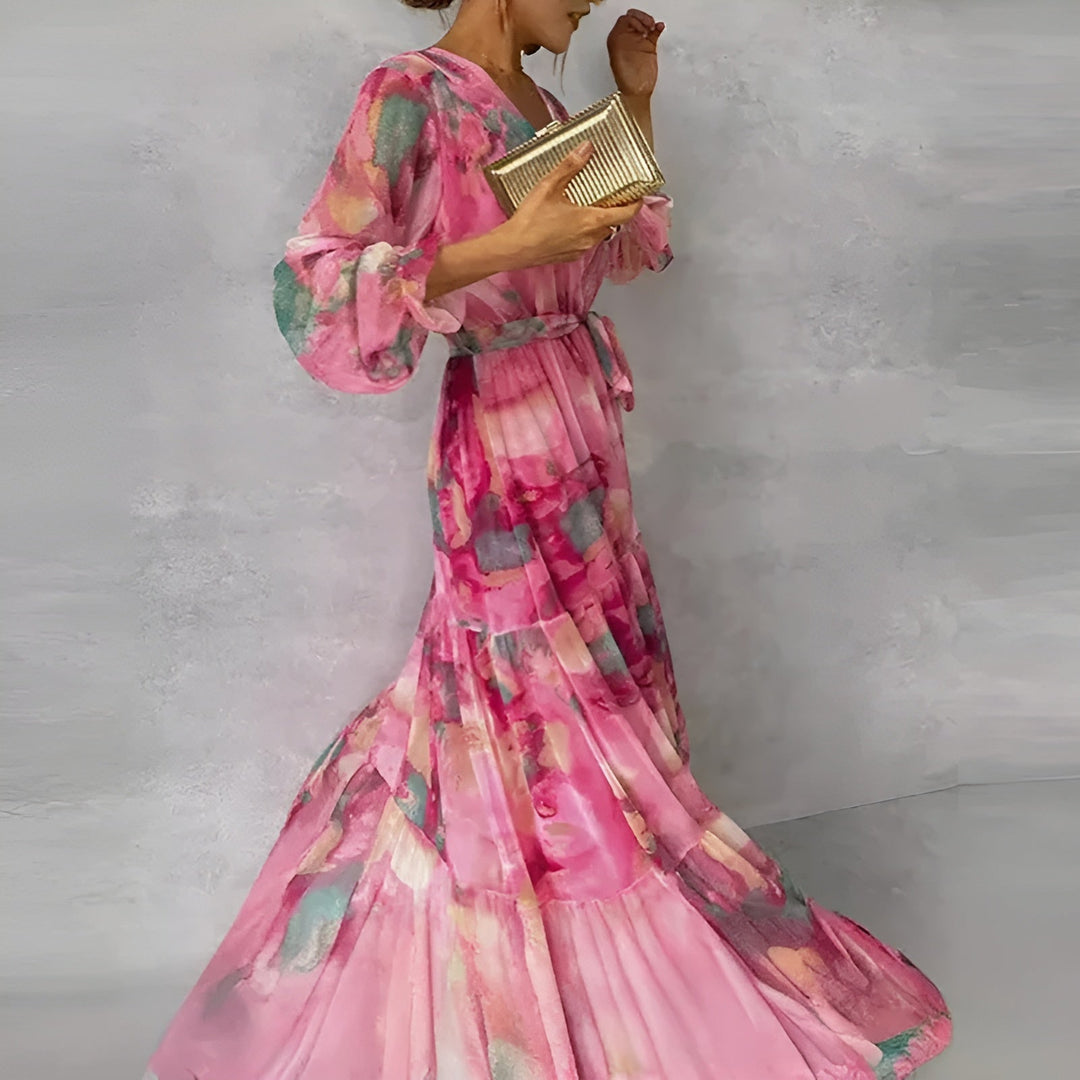 Joyce - Maxi Chiffon Dress with Print