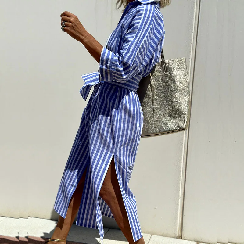 Sarah - Striped Shirt Dress