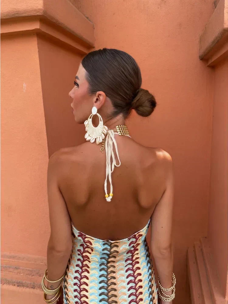 Aphrodite - Elegant Backless V-Neck Dress for a Stunning Look