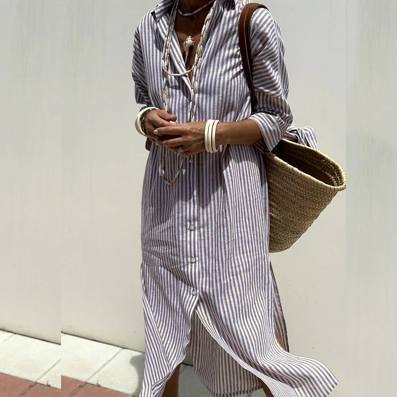 Sarah - Striped Shirt Dress