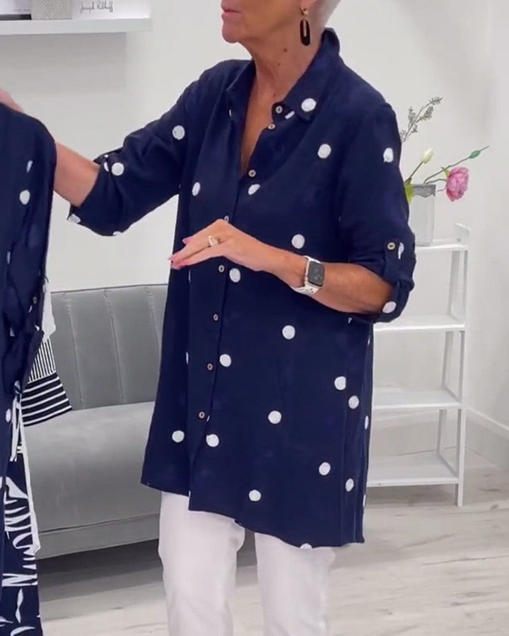 Charming Marie Polka Dot Button-Up Shirt