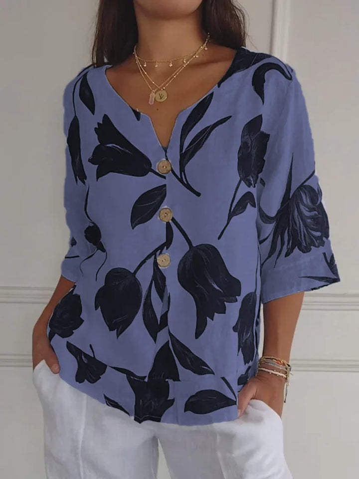 Charming Sapphire Floral Print Blouse