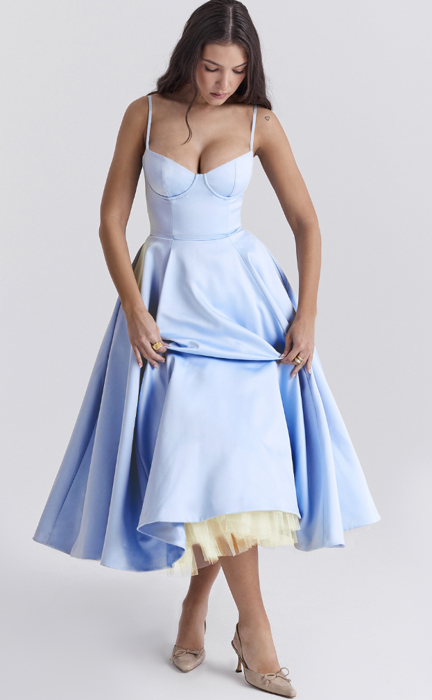 Jessica - Midi Dress with Satin Bustier