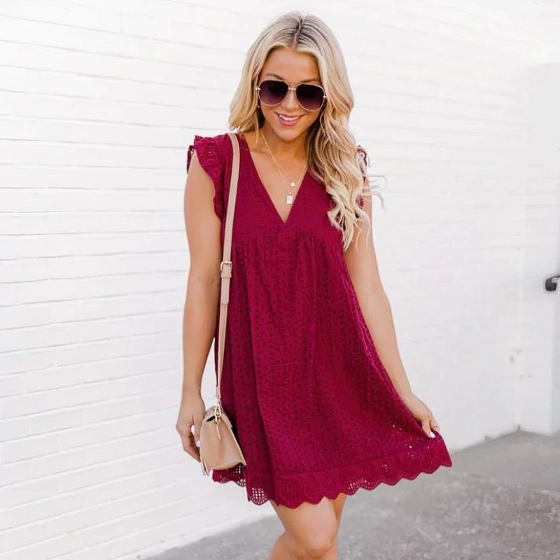 Isa - Embroidered Mini Dress