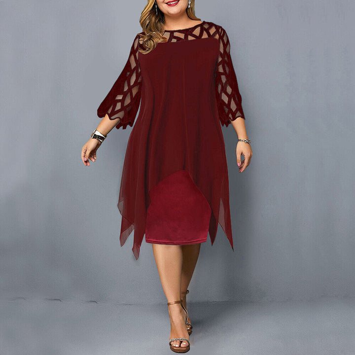 Leona – Elegant Plus Size Midi Dress with Flattering Flow and Stylish Design