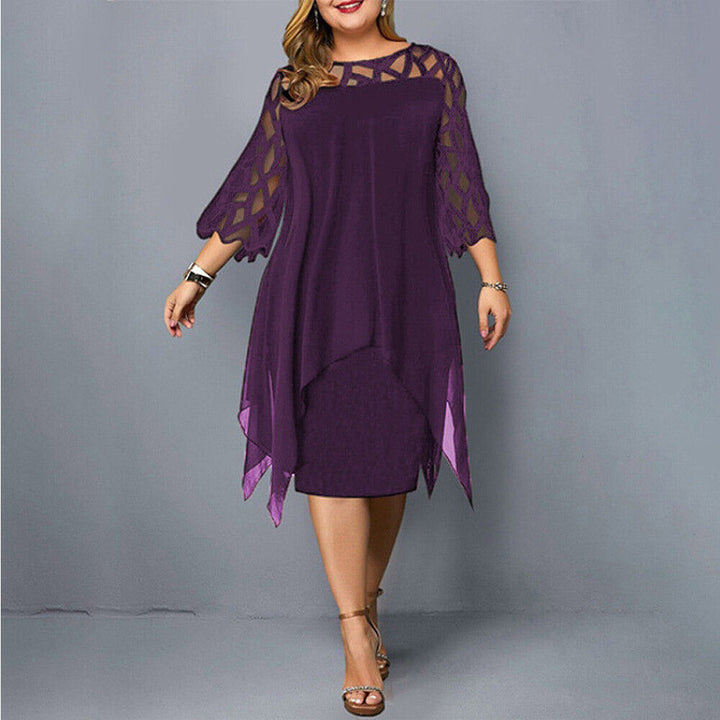 Leona – Elegant Plus Size Midi Dress with Flattering Flow and Stylish Design