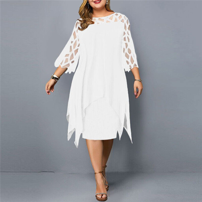 Leona – Elegant Plus Size Midi Dress with Flattering Flow and Stylish Design