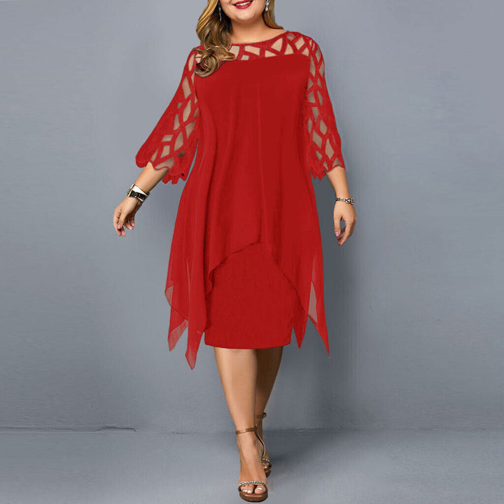 Leona – Elegant Plus Size Midi Dress with Flattering Flow and Stylish Design