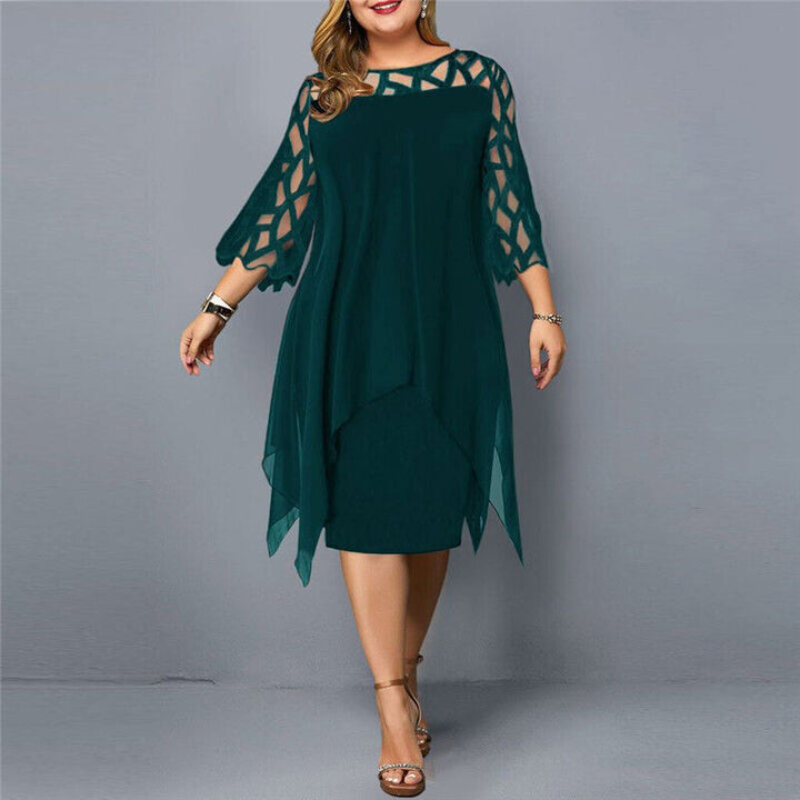 Leona – Elegant Plus Size Midi Dress with Flattering Flow and Stylish Design