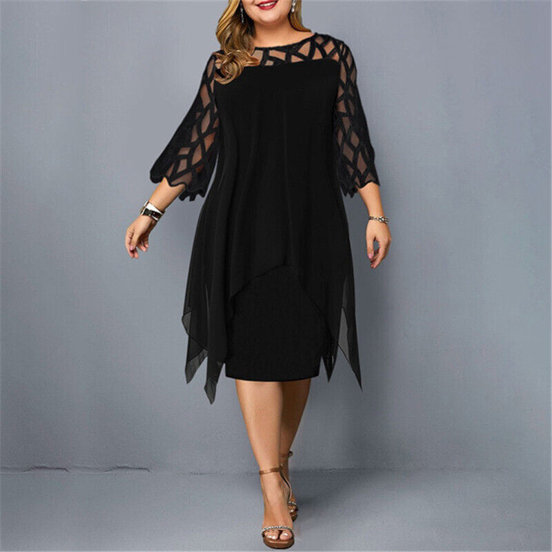 Leona – Elegant Plus Size Midi Dress with Flattering Flow and Stylish Design