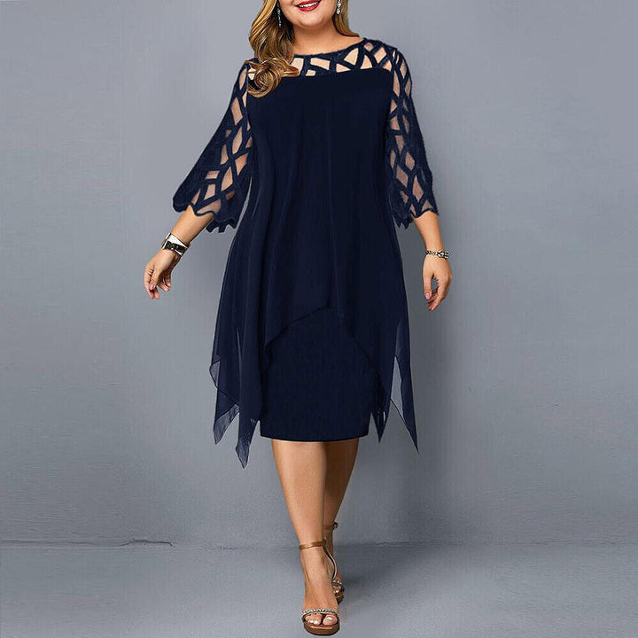 Leona – Elegant Plus Size Midi Dress with Flattering Flow and Stylish Design